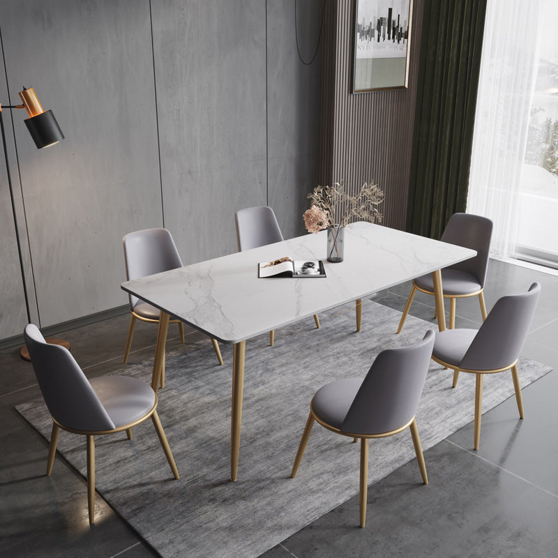 Glam Style Sintered Stone Dining Set 1/2/5/7 Pieces Dining Set for Dining Areas 7 Pieces: Table, 6 Chairs Clearhalo 'Dining Room Sets' 'Dining Tables & Seating' 'dining_room_set' 'furn' 'furn_dining_room_set' 'Furniture' 'furniture_dining_room_set' 'Kitchen & Dining Furniture' 4852828