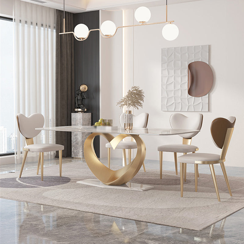 Luxury Sintered Stone Top Dining Set Rectangle 1/4/5/7/9 Pieces Dining Table with Chairs Clearhalo 'Dining Room Sets' 'Dining Tables & Seating' 'dining_room_set' 'furn' 'furn_dining_room_set' 'Furniture' 'furniture_dining_room_set' 'Kitchen & Dining Furniture' 4852840