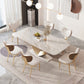 Luxury Sintered Stone Top Dining Set Rectangle 1/4/5/7/9 Pieces Dining Table with Chairs 7 Pieces: Table, 6 Chairs Clearhalo 'Dining Room Sets' 'Dining Tables & Seating' 'dining_room_set' 'furn' 'furn_dining_room_set' 'Furniture' 'furniture_dining_room_set' 'Kitchen & Dining Furniture' 4852842