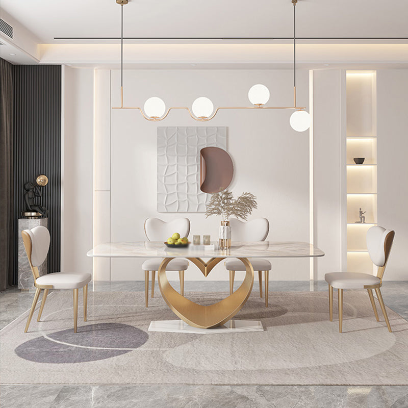 Luxury Sintered Stone Top Dining Set Rectangle 1/4/5/7/9 Pieces Dining Table with Chairs Clearhalo 'Dining Room Sets' 'Dining Tables & Seating' 'dining_room_set' 'furn' 'furn_dining_room_set' 'Furniture' 'furniture_dining_room_set' 'Kitchen & Dining Furniture' 4852845