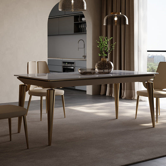 Designer Style Sintered Stone Dining Set Rectangle 1/4/7 Pieces Dining Table with Chairs Clearhalo 'Dining Room Sets' 'Dining Tables & Seating' 'dining_room_set' 'furn' 'furn_dining_room_set' 'Furniture' 'furniture_dining_room_set' 'Kitchen & Dining Furniture' 4852862