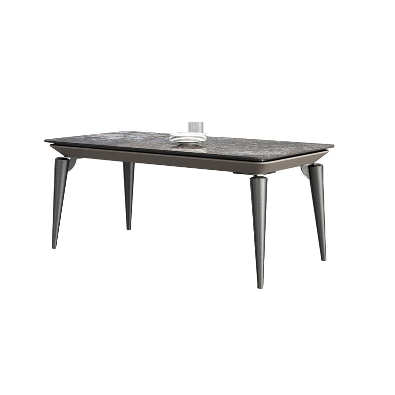 Designer Style Sintered Stone Dining Set Rectangle 1/4/7 Pieces Dining Table with Chairs Black 70.9"L x 35.4"W Clearhalo 'Dining Room Sets' 'Dining Tables & Seating' 'dining_room_set' 'furn' 'furn_dining_room_set' 'Furniture' 'furniture_dining_room_set' 'Kitchen & Dining Furniture' 4852863