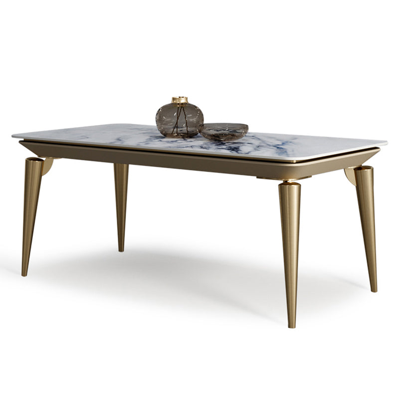 Designer Style Sintered Stone Dining Set Rectangle 1/4/7 Pieces Dining Table with Chairs White 70.9"L x 35.4"W Clearhalo 'Dining Room Sets' 'Dining Tables & Seating' 'dining_room_set' 'furn' 'furn_dining_room_set' 'Furniture' 'furniture_dining_room_set' 'Kitchen & Dining Furniture' 4852869