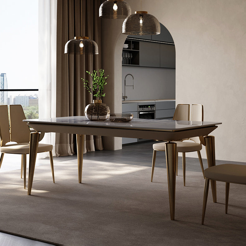 Designer Style Sintered Stone Dining Set Rectangle 1/4/7 Pieces Dining Table with Chairs Clearhalo 'Dining Room Sets' 'Dining Tables & Seating' 'dining_room_set' 'furn' 'furn_dining_room_set' 'Furniture' 'furniture_dining_room_set' 'Kitchen & Dining Furniture' 4852873