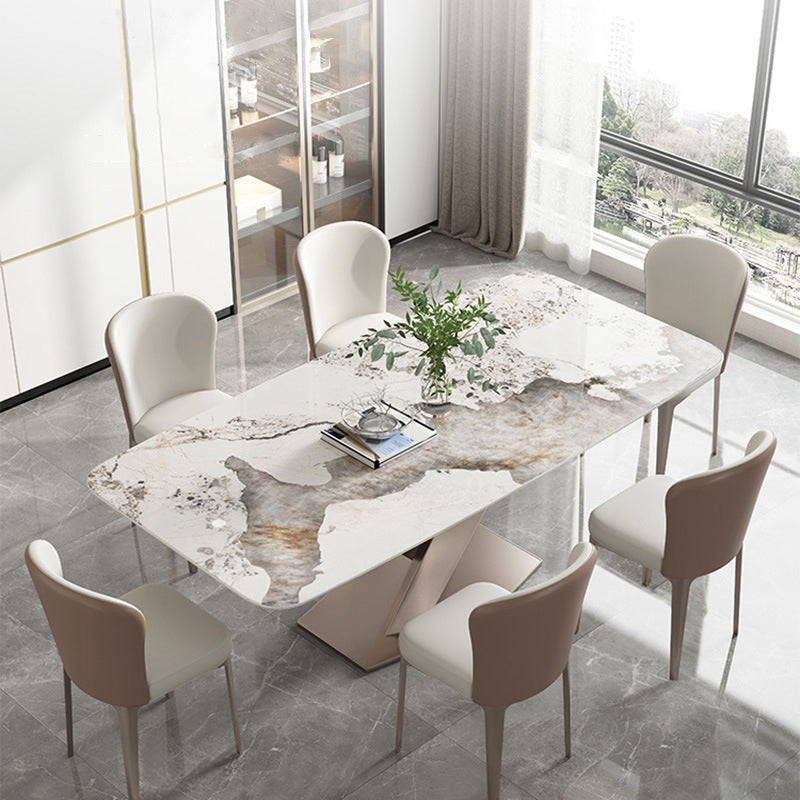 Nordic Sintered Stone Dining Set 1/4/5/7 Pieces Rectangle Dining Table with Chairs Clearhalo 'Dining Room Sets' 'Dining Tables & Seating' 'dining_room_set' 'furn' 'furn_dining_room_set' 'Furniture' 'furniture_dining_room_set' 'Kitchen & Dining Furniture' 4852882