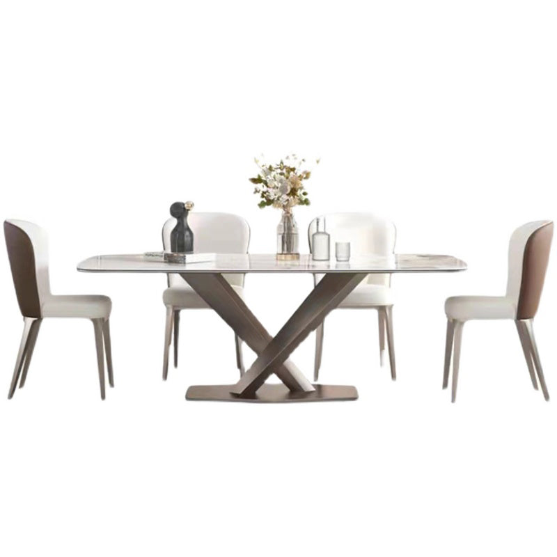 Nordic Sintered Stone Dining Set 1/4/5/7 Pieces Rectangle Dining Table with Chairs Clearhalo 'Dining Room Sets' 'Dining Tables & Seating' 'dining_room_set' 'furn' 'furn_dining_room_set' 'Furniture' 'furniture_dining_room_set' 'Kitchen & Dining Furniture' 4852889