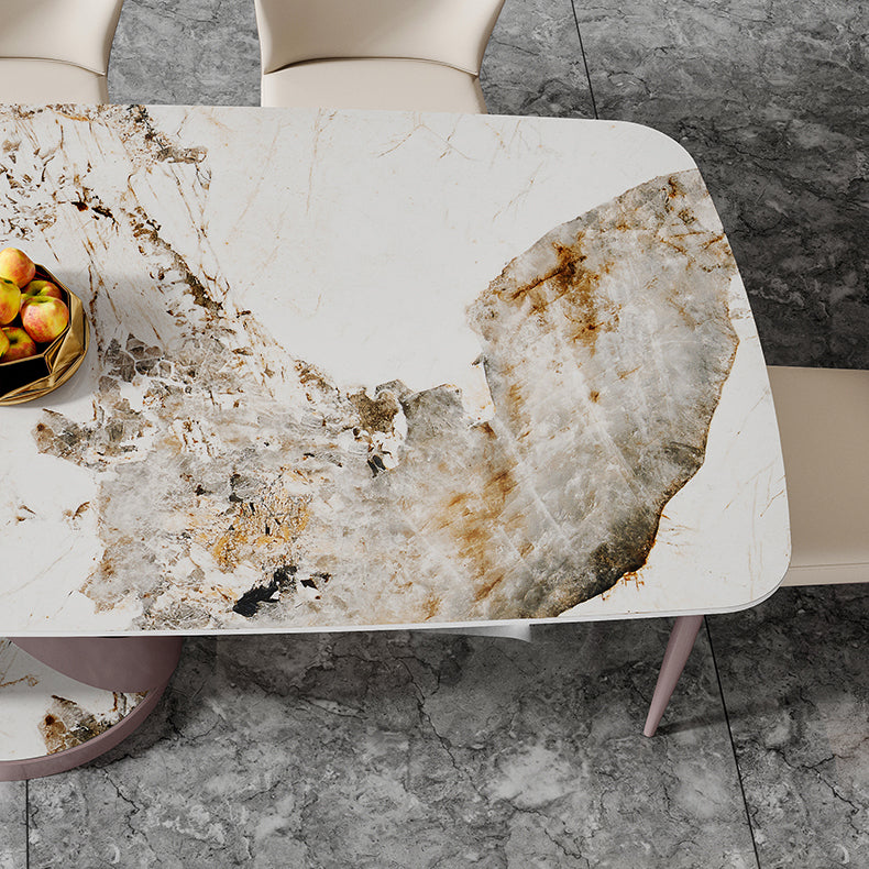 Nordic Glam Rectangle Sintered Stone Dining Table Set 1/4/6/7 Pieces Dining Set Clearhalo 'Dining Room Sets' 'Dining Tables & Seating' 'dining_room_set' 'furn' 'furn_dining_room_set' 'Furniture' 'furniture_dining_room_set' 'Kitchen & Dining Furniture' 4852903