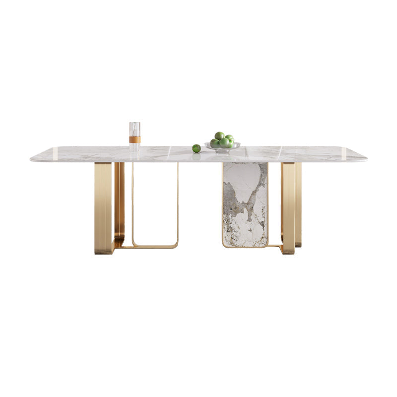 Luxury Sintered Stone Top Dining Set 1/4/5/7 Pieces Dining Table with Chairs White 70.9"L x 35.4"W Clearhalo 'Dining Room Sets' 'Dining Tables & Seating' 'dining_room_set' 'furn' 'furn_dining_room_set' 'Furniture' 'furniture_dining_room_set' 'Kitchen & Dining Furniture' 4852912