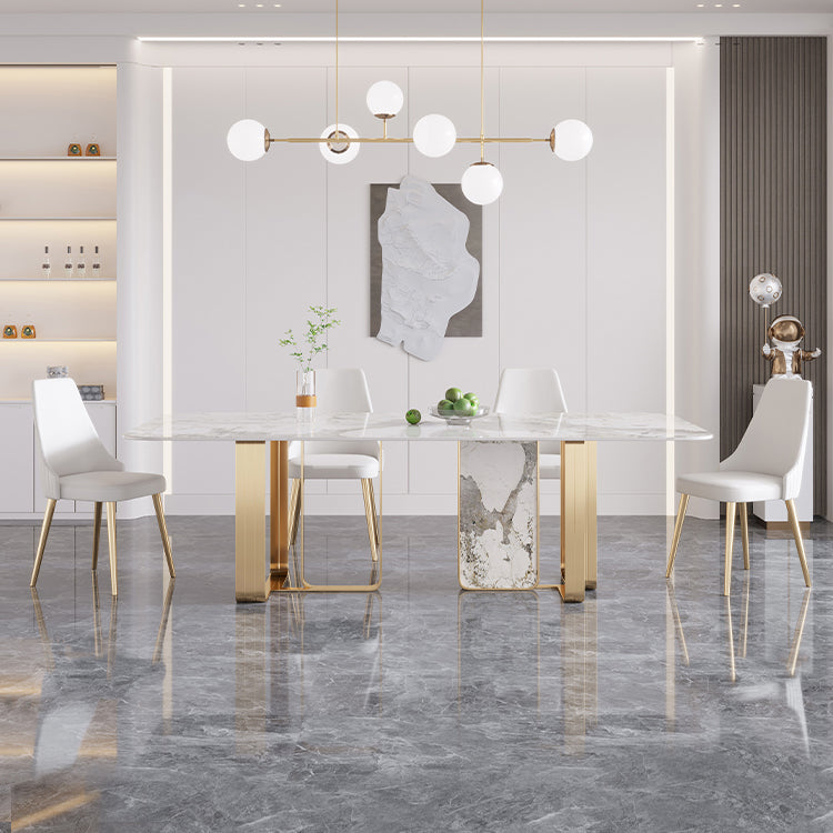 Luxury Sintered Stone Top Dining Set 1/4/5/7 Pieces Dining Table with Chairs Clearhalo 'Dining Room Sets' 'Dining Tables & Seating' 'dining_room_set' 'furn' 'furn_dining_room_set' 'Furniture' 'furniture_dining_room_set' 'Kitchen & Dining Furniture' 4852914