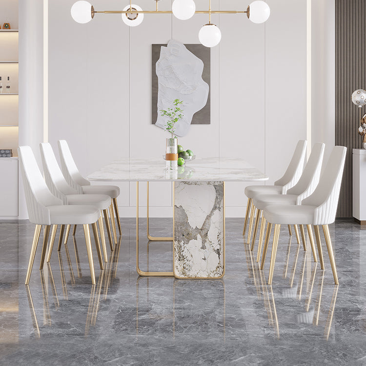 Luxury Sintered Stone Top Dining Set 1/4/5/7 Pieces Dining Table with Chairs Clearhalo 'Dining Room Sets' 'Dining Tables & Seating' 'dining_room_set' 'furn' 'furn_dining_room_set' 'Furniture' 'furniture_dining_room_set' 'Kitchen & Dining Furniture' 4852916