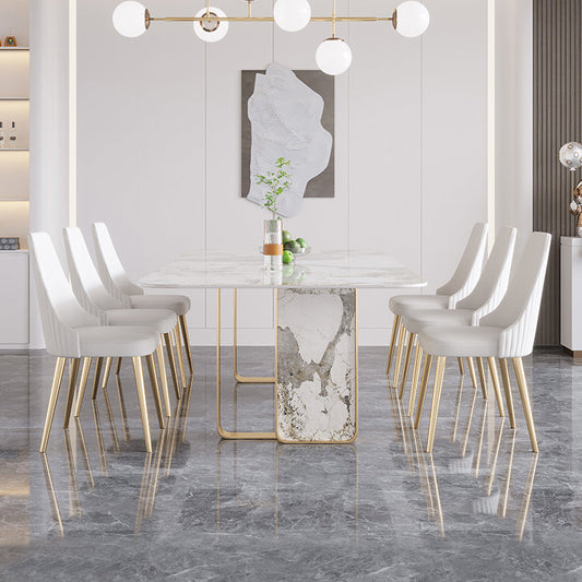 Luxury Sintered Stone Top Dining Set 1/4/5/7 Pieces Dining Table with Chairs Clearhalo 'Dining Room Sets' 'Dining Tables & Seating' 'dining_room_set' 'furn' 'furn_dining_room_set' 'Furniture' 'furniture_dining_room_set' 'Kitchen & Dining Furniture' 4852916