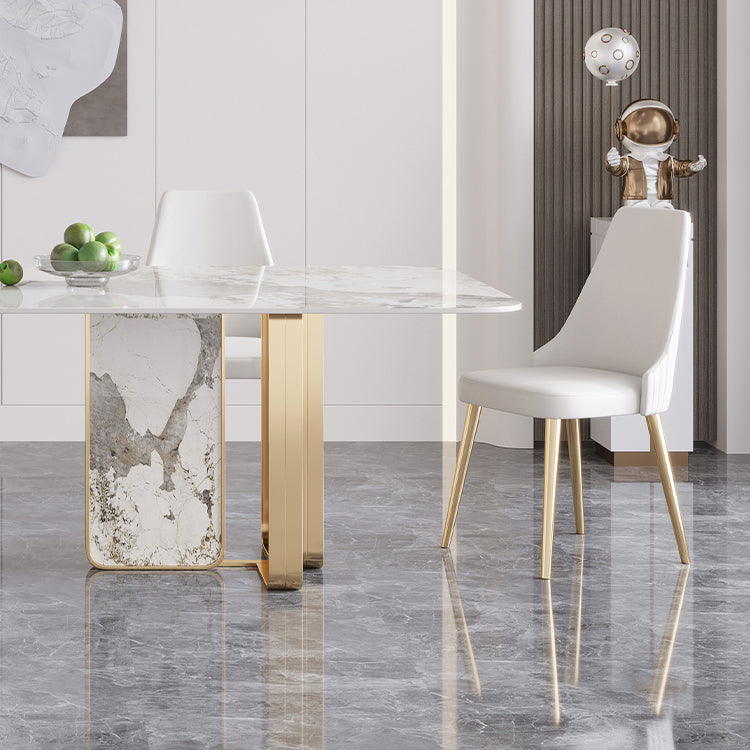 Luxury Sintered Stone Top Dining Set 1/4/5/7 Pieces Dining Table with Chairs Clearhalo 'Dining Room Sets' 'Dining Tables & Seating' 'dining_room_set' 'furn' 'furn_dining_room_set' 'Furniture' 'furniture_dining_room_set' 'Kitchen & Dining Furniture' 4852921