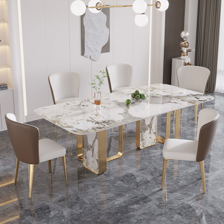 Luxury Sintered Stone Top Dining Set 1/4/5/7 Pieces Dining Table with Chairs Clearhalo 'Dining Room Sets' 'Dining Tables & Seating' 'dining_room_set' 'furn' 'furn_dining_room_set' 'Furniture' 'furniture_dining_room_set' 'Kitchen & Dining Furniture' 4852922