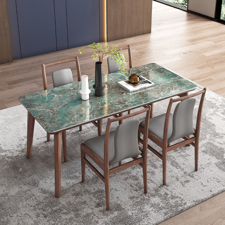 Modern Sintered Stone Top Dining Set 1/4/5/7 Pieces Walnut Dining Table with Chairs Clearhalo 'Dining Room Sets' 'Dining Tables & Seating' 'dining_room_set' 'furn' 'furn_dining_room_set' 'Furniture' 'furniture_dining_room_set' 'Kitchen & Dining Furniture' 4852952