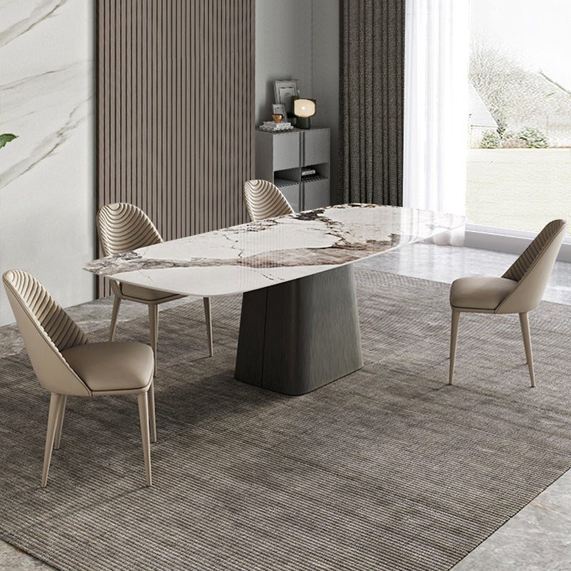 Scandinavian Style Sintered Stone Dining Table Set 1/4/5/7 Pieces Dining Set for Home Use 5 Pieces: Table, 4 Chairs Clearhalo 'Dining Room Sets' 'Dining Tables & Seating' 'dining_room_set' 'furn' 'furn_dining_room_set' 'Furniture' 'furniture_dining_room_set' 'Kitchen & Dining Furniture' 4852961