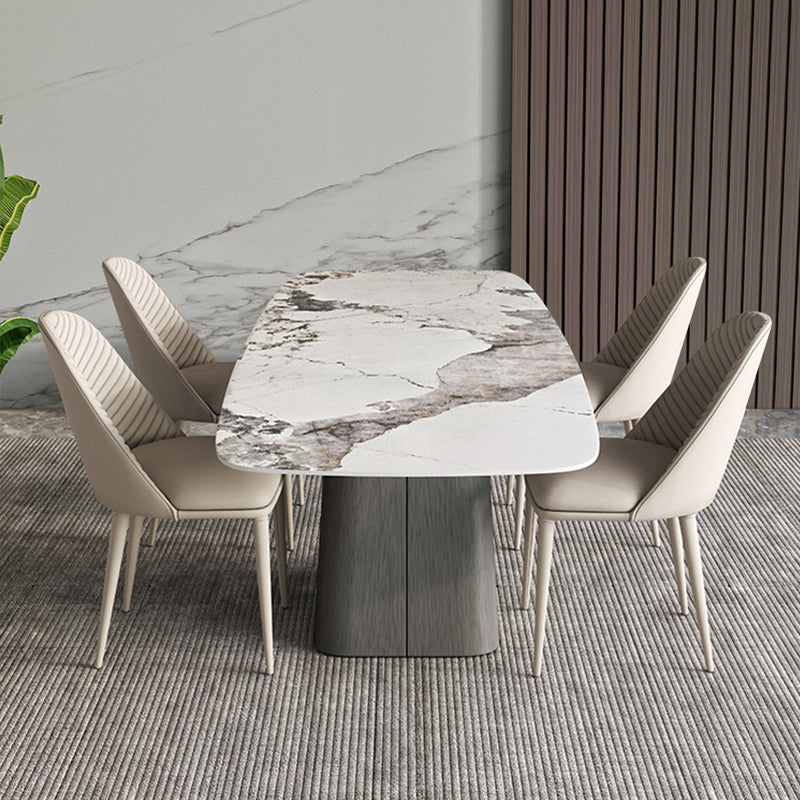 Scandinavian Style Sintered Stone Dining Table Set 1/4/5/7 Pieces Dining Set for Home Use Clearhalo 'Dining Room Sets' 'Dining Tables & Seating' 'dining_room_set' 'furn' 'furn_dining_room_set' 'Furniture' 'furniture_dining_room_set' 'Kitchen & Dining Furniture' 4852962