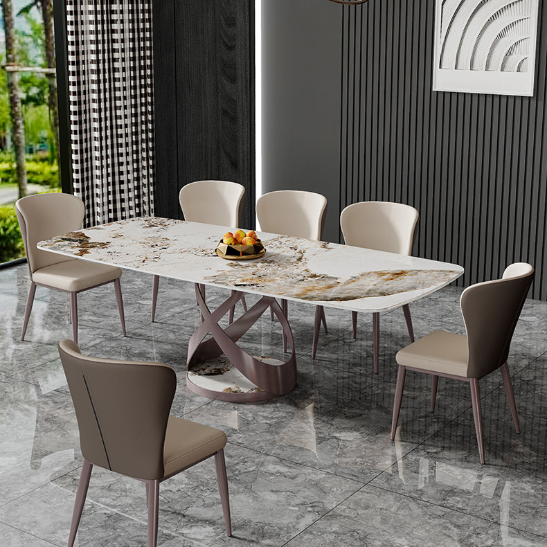 Modern Rectangle Sintered Stone Dining Table Set 1/4/6/7 Pieces Dining Set Clearhalo 'Dining Room Sets' 'Dining Tables & Seating' 'dining_room_set' 'furn' 'furn_dining_room_set' 'Furniture' 'furniture_dining_room_set' 'Kitchen & Dining Furniture' 4852992