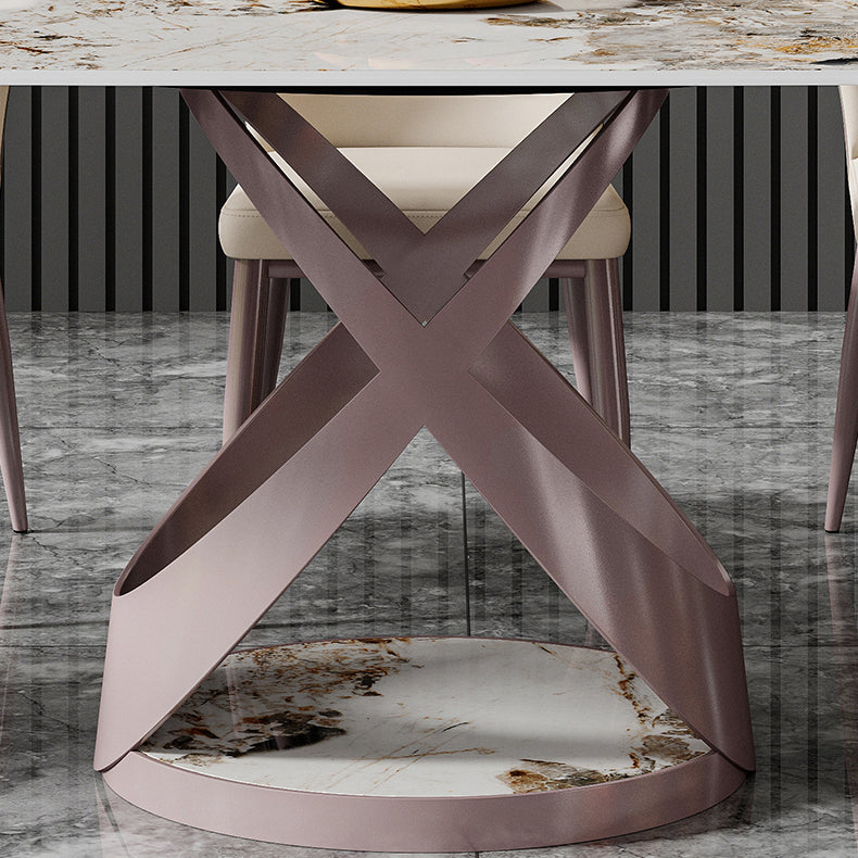 Modern Rectangle Sintered Stone Dining Table Set 1/4/6/7 Pieces Dining Set Clearhalo 'Dining Room Sets' 'Dining Tables & Seating' 'dining_room_set' 'furn' 'furn_dining_room_set' 'Furniture' 'furniture_dining_room_set' 'Kitchen & Dining Furniture' 4853002