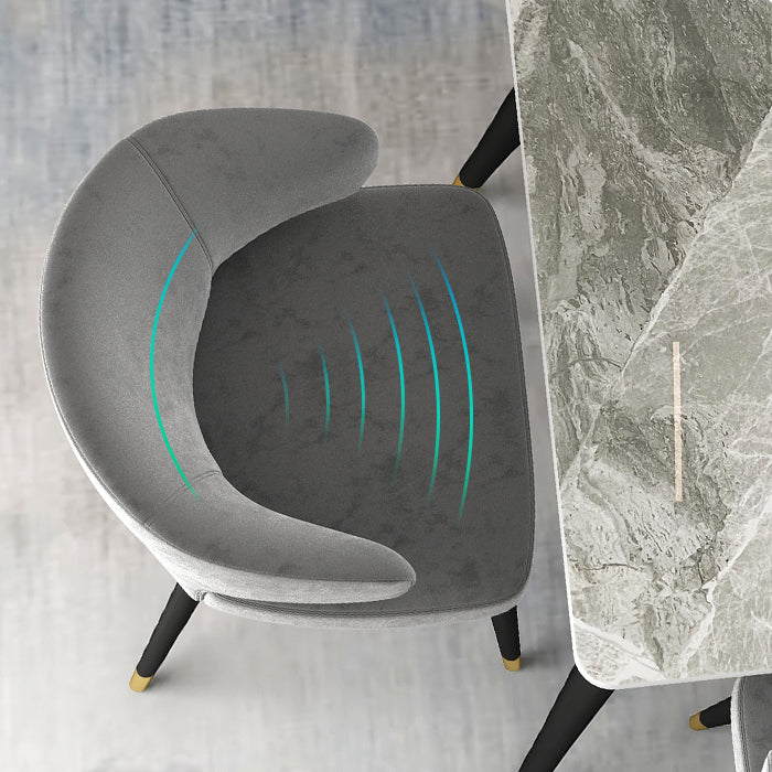 Glam Gray Sintered Stone Dining Table Set 1/4/5/7 Pieces Dining Set Clearhalo 'Dining Room Sets' 'Dining Tables & Seating' 'dining_room_set' 'furn' 'furn_dining_room_set' 'Furniture' 'furniture_dining_room_set' 'Kitchen & Dining Furniture' 4853017