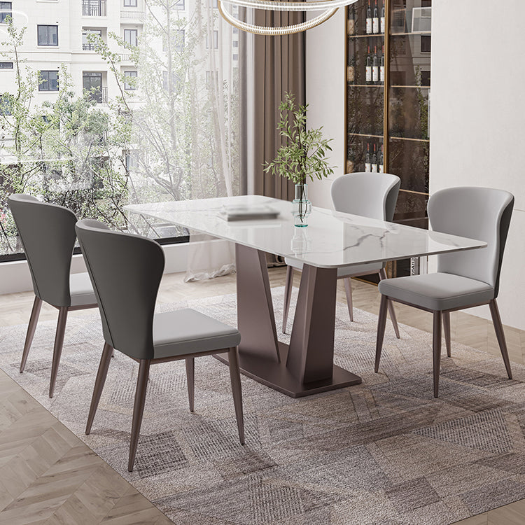 Modern Style Rectangle Sintered Stone Dining Table Set 1/4/5/7 Pieces Dining Set Clearhalo 'Dining Room Sets' 'Dining Tables & Seating' 'dining_room_set' 'furn' 'furn_dining_room_set' 'Furniture' 'furniture_dining_room_set' 'Kitchen & Dining Furniture' 4853042