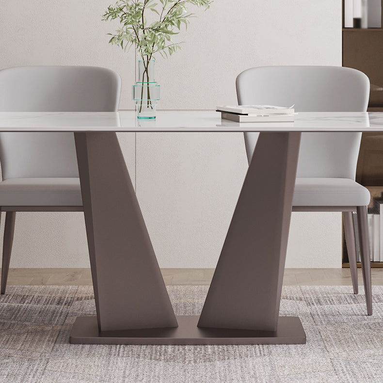 Modern Style Rectangle Sintered Stone Dining Table Set 1/4/5/7 Pieces Dining Set Clearhalo 'Dining Room Sets' 'Dining Tables & Seating' 'dining_room_set' 'furn' 'furn_dining_room_set' 'Furniture' 'furniture_dining_room_set' 'Kitchen & Dining Furniture' 4853049