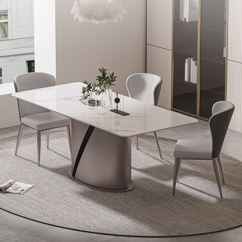 Designer Style Sintered Stone Top Dining Set 1/4/5/7 Pieces Dining Table with Chairs 4 Pieces: Table, 3 Chairs Clearhalo 'Dining Room Sets' 'Dining Tables & Seating' 'dining_room_set' 'furn' 'furn_dining_room_set' 'Furniture' 'furniture_dining_room_set' 'Kitchen & Dining Furniture' 4853053