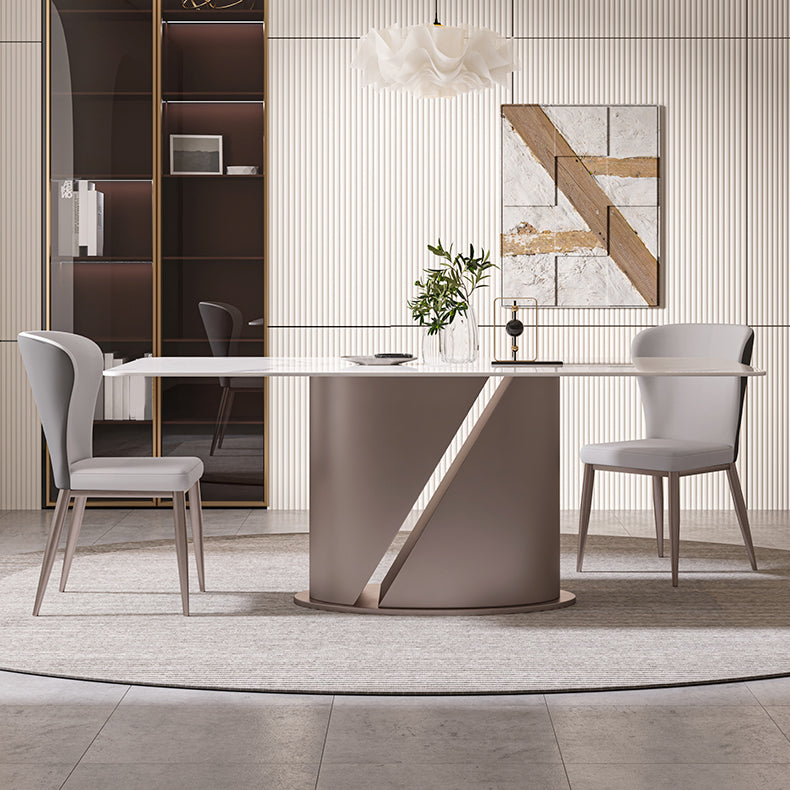 Designer Style Sintered Stone Top Dining Set 1/4/5/7 Pieces Dining Table with Chairs 3 Pieces: Table, 2 Chairs Clearhalo 'Dining Room Sets' 'Dining Tables & Seating' 'dining_room_set' 'furn' 'furn_dining_room_set' 'Furniture' 'furniture_dining_room_set' 'Kitchen & Dining Furniture' 4853058