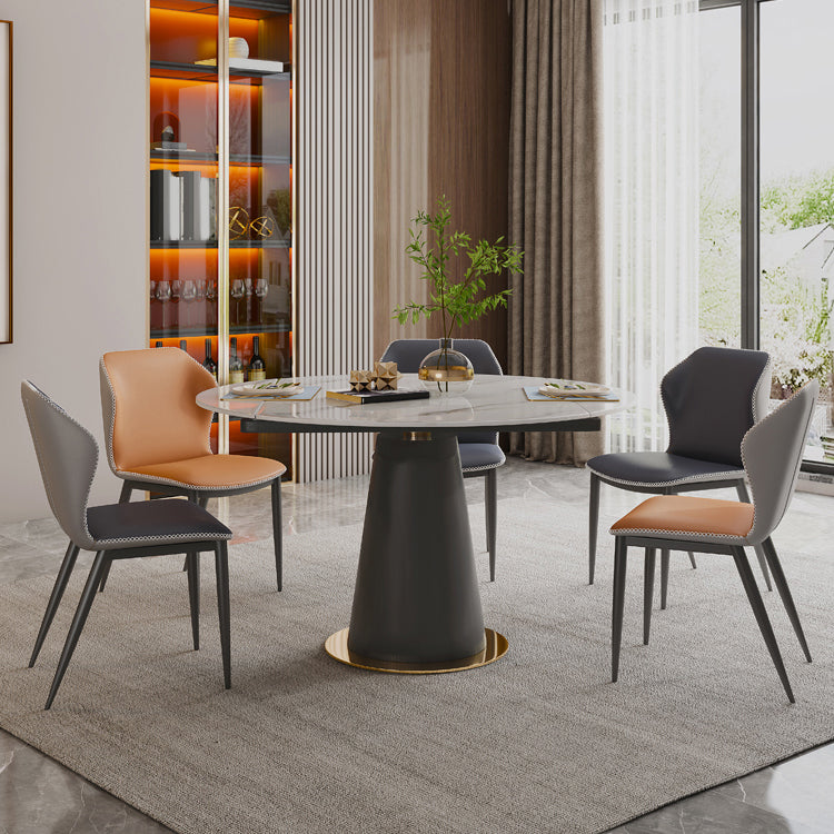 Glam Style Sintered Stone Dining Set 1/2/6/7 Pieces Dining Set for Dining Areas 6 Pieces: Table, 5 Chairs Clearhalo 'Dining Room Sets' 'Dining Tables & Seating' 'dining_room_set' 'furn' 'furn_dining_room_set' 'Furniture' 'furniture_dining_room_set' 'Kitchen & Dining Furniture' 4853107