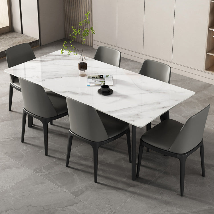Contemporary Style Sintered Stone Dining Table Set 1/4/5/7 Pieces Dining Set for Home 7 Pieces: Table, 6 Chairs Clearhalo 'Dining Room Sets' 'Dining Tables & Seating' 'dining_room_set' 'furn' 'furn_dining_room_set' 'Furniture' 'furniture_dining_room_set' 'Kitchen & Dining Furniture' 4853135