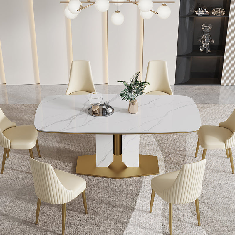 Nordic Sintered Stone Top Dining Set 1/4/5/7 Pieces Rectangle Dining Table with Chairs Clearhalo 'Dining Room Sets' 'Dining Tables & Seating' 'dining_room_set' 'furn' 'furn_dining_room_set' 'Furniture' 'furniture_dining_room_set' 'Kitchen & Dining Furniture' 4853155