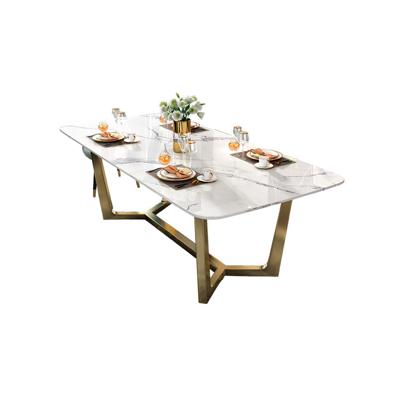 Contemporary Sintered Stone Dining Table Set 1/4/5/6/7 Pieces Dining Set for Home White 70.9"L x 35.4"W Clearhalo 'Dining Room Sets' 'Dining Tables & Seating' 'dining_room_set' 'furn' 'furn_dining_room_set' 'Furniture' 'furniture_dining_room_set' 'Kitchen & Dining Furniture' 4853167