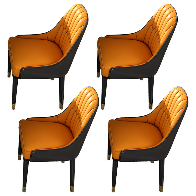 Contemporary Sintered Stone Dining Table Set 1/4/5/6/7 Pieces Dining Set for Home 4 Orange Chairs Clearhalo 'Dining Room Sets' 'Dining Tables & Seating' 'dining_room_set' 'furn' 'furn_dining_room_set' 'Furniture' 'furniture_dining_room_set' 'Kitchen & Dining Furniture' 4853173