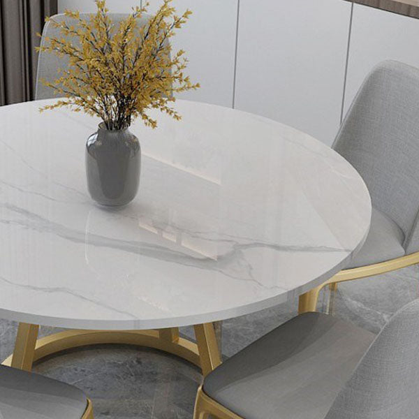 Glam 1/4/6 Pieces Dining Set Round Stone Dining Table for Dining Room Clearhalo 'Dining Room Sets' 'Dining Tables & Seating' 'dining_room_set' 'furn' 'furn_dining_room_set' 'Furniture' 'furniture_dining_room_set' 'Kitchen & Dining Furniture' 4853213