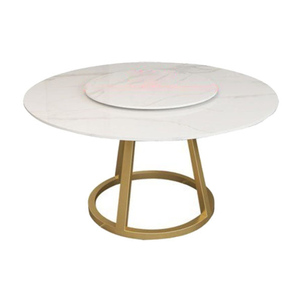 Glam 1/4/6 Pieces Dining Set Round Stone Dining Table for Dining Room White 53"L x 53"W Clearhalo 'Dining Room Sets' 'Dining Tables & Seating' 'dining_room_set' 'furn' 'furn_dining_room_set' 'Furniture' 'furniture_dining_room_set' 'Kitchen & Dining Furniture' 4853219