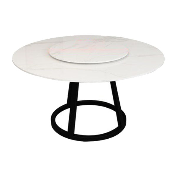 Glam 1/4/6 Pieces Dining Set Round Stone Dining Table for Dining Room Black 53"L x 53"W Clearhalo 'Dining Room Sets' 'Dining Tables & Seating' 'dining_room_set' 'furn' 'furn_dining_room_set' 'Furniture' 'furniture_dining_room_set' 'Kitchen & Dining Furniture' 4853221