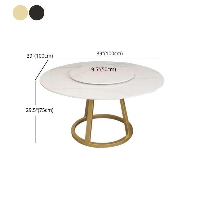 Glam 1/4/6 Pieces Dining Set Round Stone Dining Table for Dining Room Clearhalo 'Dining Room Sets' 'Dining Tables & Seating' 'dining_room_set' 'furn' 'furn_dining_room_set' 'Furniture' 'furniture_dining_room_set' 'Kitchen & Dining Furniture' 4853226