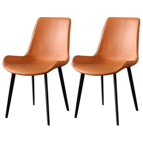 Modern Style 1/2/5/6/7 Pieces Dining Room Set Round Dining Table Set 2 Orange Chairs Clearhalo 'Dining Room Sets' 'Dining Tables & Seating' 'dining_room_set' 'furn' 'furn_dining_room_set' 'Furniture' 'furniture_dining_room_set' 'Kitchen & Dining Furniture' 4853233