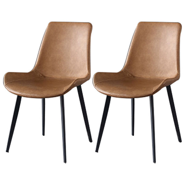 Modern Style 1/2/5/6/7 Pieces Dining Room Set Round Dining Table Set 2 Brown Chairs Clearhalo 'Dining Room Sets' 'Dining Tables & Seating' 'dining_room_set' 'furn' 'furn_dining_room_set' 'Furniture' 'furniture_dining_room_set' 'Kitchen & Dining Furniture' 4853236