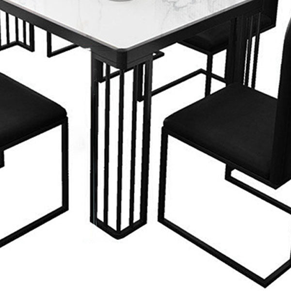 Modern 1/2/6/7 Pieces Dinette Set with White Sintered Stone Top Rectangle Dining Table Set Clearhalo 'Dining Room Sets' 'Dining Tables & Seating' 'dining_room_set' 'furn' 'furn_dining_room_set' 'Furniture' 'furniture_dining_room_set' 'Kitchen & Dining Furniture' 4853252