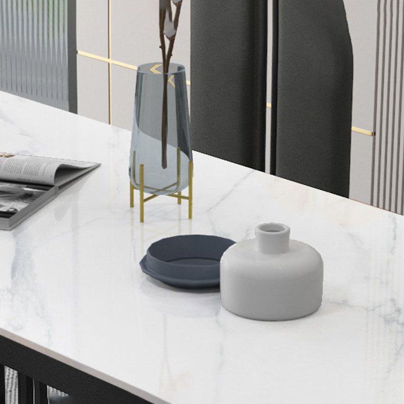 Modern 1/2/6/7 Pieces Dinette Set with White Sintered Stone Top Rectangle Dining Table Set Clearhalo 'Dining Room Sets' 'Dining Tables & Seating' 'dining_room_set' 'furn' 'furn_dining_room_set' 'Furniture' 'furniture_dining_room_set' 'Kitchen & Dining Furniture' 4853253