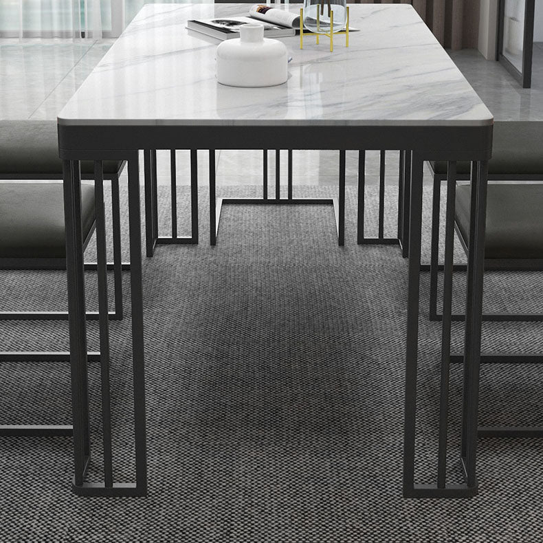 Modern 1/2/6/7 Pieces Dinette Set with White Sintered Stone Top Rectangle Dining Table Set Clearhalo 'Dining Room Sets' 'Dining Tables & Seating' 'dining_room_set' 'furn' 'furn_dining_room_set' 'Furniture' 'furniture_dining_room_set' 'Kitchen & Dining Furniture' 4853255