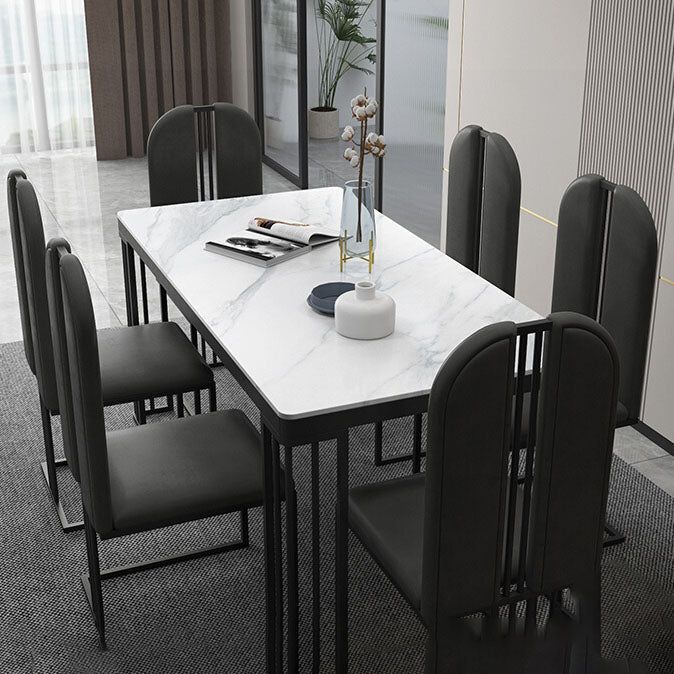 Modern 1/2/6/7 Pieces Dinette Set with White Sintered Stone Top Rectangle Dining Table Set Clearhalo 'Dining Room Sets' 'Dining Tables & Seating' 'dining_room_set' 'furn' 'furn_dining_room_set' 'Furniture' 'furniture_dining_room_set' 'Kitchen & Dining Furniture' 4853256