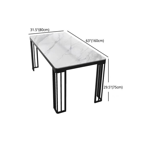 Modern 1/2/6/7 Pieces Dinette Set with White Sintered Stone Top Rectangle Dining Table Set Clearhalo 'Dining Room Sets' 'Dining Tables & Seating' 'dining_room_set' 'furn' 'furn_dining_room_set' 'Furniture' 'furniture_dining_room_set' 'Kitchen & Dining Furniture' 4853260