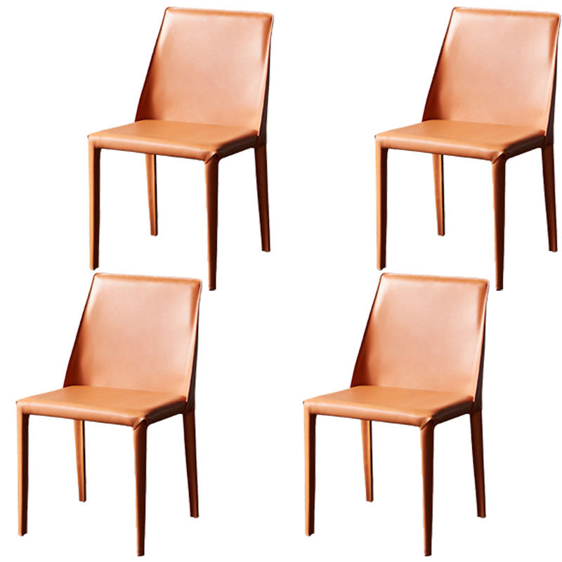 Modern 1/4/5/7 Pieces Black Dinette Set with Sintered Stone Top Rectangle Dining Table Set 4 Orange Chairs Clearhalo 'Dining Room Sets' 'Dining Tables & Seating' 'dining_room_set' 'furn' 'furn_dining_room_set' 'Furniture' 'furniture_dining_room_set' 'Kitchen & Dining Furniture' 4853264