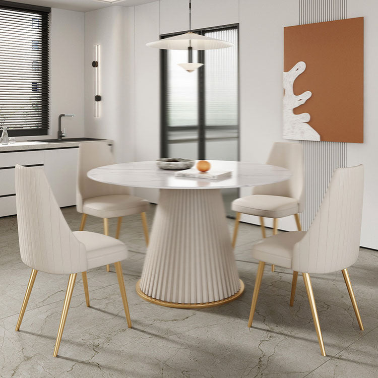 Glam 1/5 Pieces Dining Set Round Stone Dining Table for Kitchen Dining Room Clearhalo 'Dining Room Sets' 'Dining Tables & Seating' 'dining_room_set' 'furn' 'furn_dining_room_set' 'Furniture' 'furniture_dining_room_set' 'Kitchen & Dining Furniture' 4853281