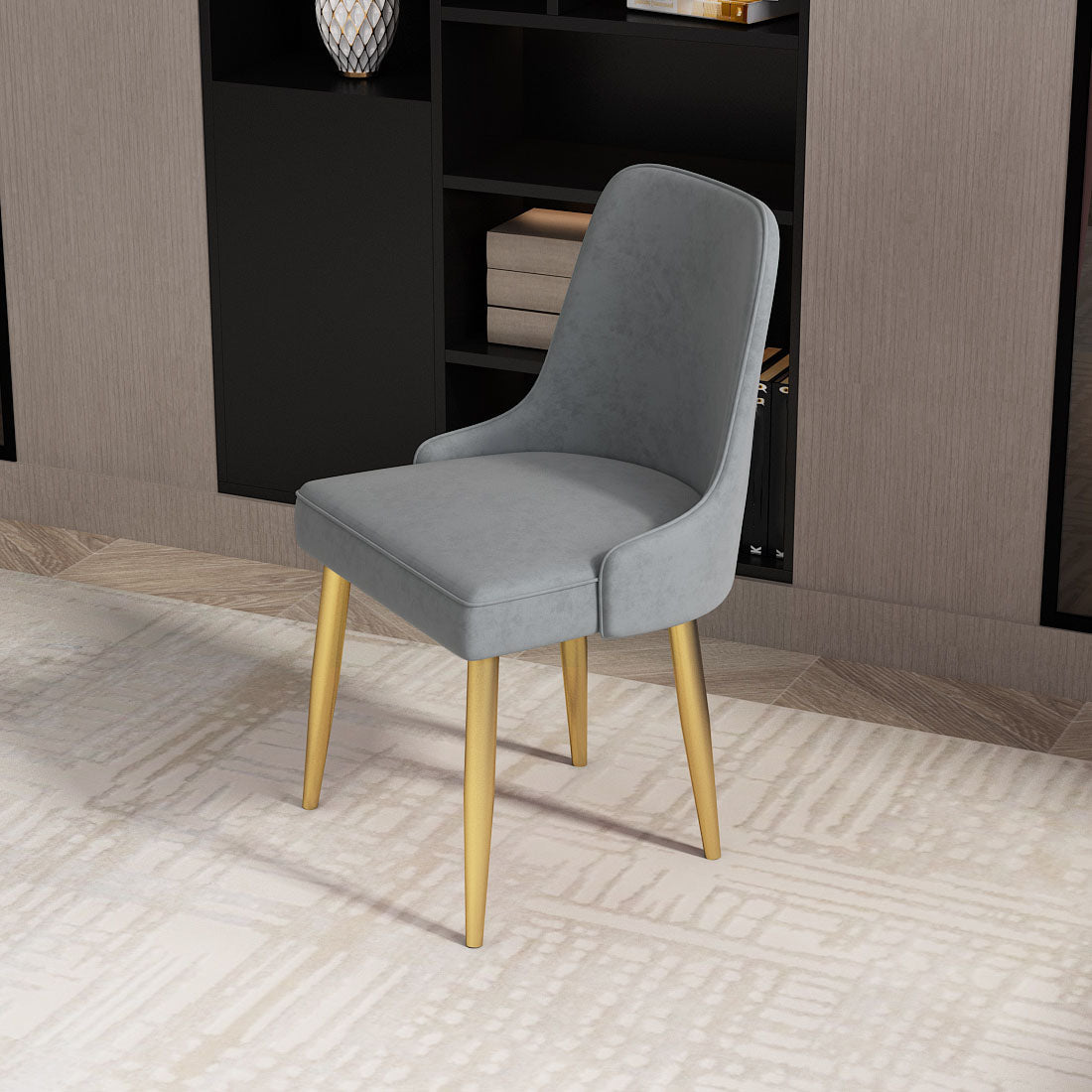 Glam 1/5 Pieces Dining Set Round Stone Dining Table for Kitchen Dining Room 1 Grey Chair Clearhalo 'Dining Room Sets' 'Dining Tables & Seating' 'dining_room_set' 'furn' 'furn_dining_room_set' 'Furniture' 'furniture_dining_room_set' 'Kitchen & Dining Furniture' 4853282