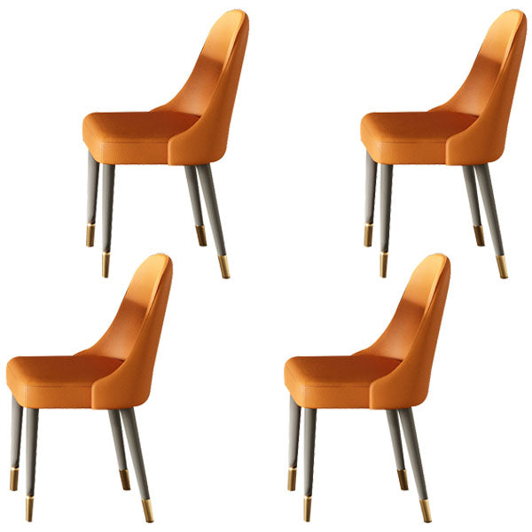 Modern Style 1/4/5/6/7/11 Pieces Dining Room Set Round Dining Room Table Set 4 Orange Chairs Clearhalo 'Dining Room Sets' 'Dining Tables & Seating' 'dining_room_set' 'furn' 'furn_dining_room_set' 'Furniture' 'furniture_dining_room_set' 'Kitchen & Dining Furniture' 4853303