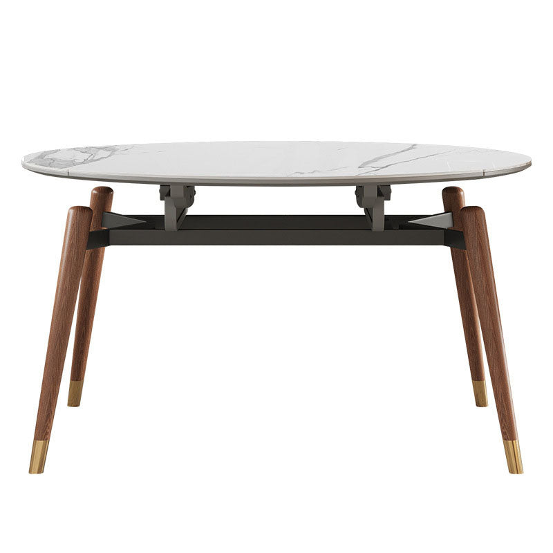 Modern Style 1/4/5/6/7/11 Pieces Dining Room Set Round Dining Room Table Set White 59"L x 59"W Clearhalo 'Dining Room Sets' 'Dining Tables & Seating' 'dining_room_set' 'furn' 'furn_dining_room_set' 'Furniture' 'furniture_dining_room_set' 'Kitchen & Dining Furniture' 4853309