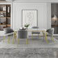Glam White Sintered Stone Dining Table Set 1/2/5/7 Pieces Dining Set for Dining Areas 5 Pieces: Table, 4 Grey Chairs Clearhalo 'Dining Room Sets' 'Dining Tables & Seating' 'dining_room_set' 'furn' 'furn_dining_room_set' 'Furniture' 'furniture_dining_room_set' 'Kitchen & Dining Furniture' 4853318