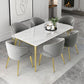 Glam White Sintered Stone Dining Table Set 1/2/5/7 Pieces Dining Set for Dining Areas 7 Pieces: Table, 6 Grey Chairs Clearhalo 'Dining Room Sets' 'Dining Tables & Seating' 'dining_room_set' 'furn' 'furn_dining_room_set' 'Furniture' 'furniture_dining_room_set' 'Kitchen & Dining Furniture' 4853321